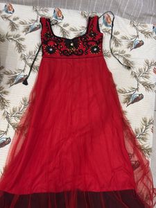 Red Embellished Festive Dress