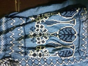 Blue Demin Top With Beautiful White Design.💙🤍