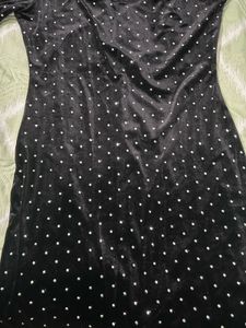 H&amp;M Square Neck Velvet Rhinestone Dress