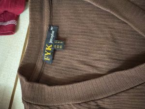 FYK Square Brown Ribbed Crop Top