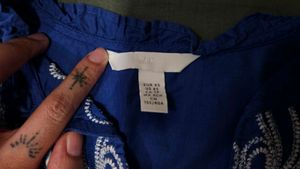 Blue Embroidered Top