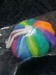 Bath Combo of Shower cap and rainbow color lufa
