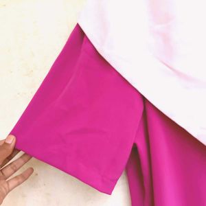 Dark Pink Dress with Korean Style Peter Pan Collar