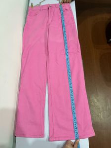 H&amp;M Pink Wide Leg Denim Jeans