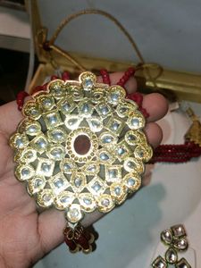 Maroon Kundan Long Set With Earrings