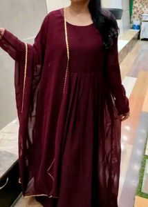 Elegant Maroon Anarkali Suit