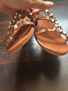 Tan Studded Flats