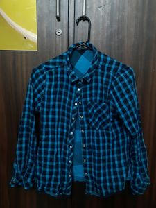 Roadster Blue Reversible Checkered Shirt
