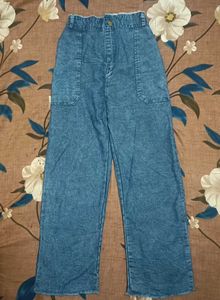 Blue Denim Wide Leg Pants