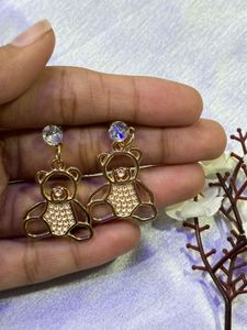 Cute Teddy Bear Necklace and Earring