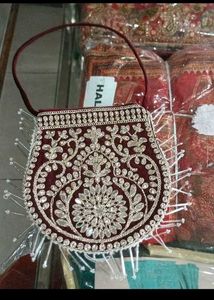 Maroon Embellished Wedding Gown