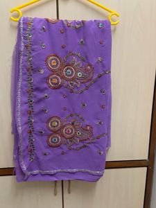 Designer Purple Saree with blouse piece
