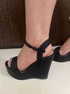 Black Braided Wedges