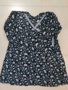 Floral Print Angrakha Kurti