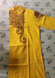 MANYAVAR Men Solid Cotton Blend Straight Kurta