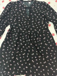 Floral Print Black Dress