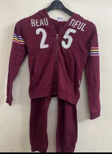 Girls' Burgundy Tracksuit Set