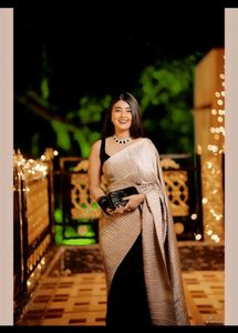 Pleated Saree - Silver &amp; Black