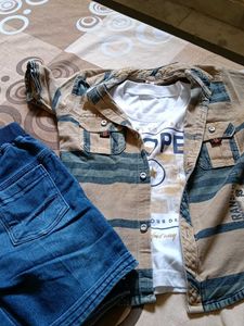 Combo Of Kids Three Piece Dress And One Tshirt