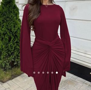 Burgundy Knot-Front Dress