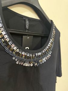 Black Embellished Crop Top