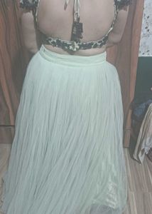 Beautiful Lahanga Choli Black Pears Work