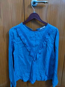 Blue Ruffle Top