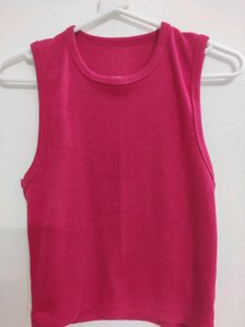 Light, Dark Pink and Brown Ribbed Top,