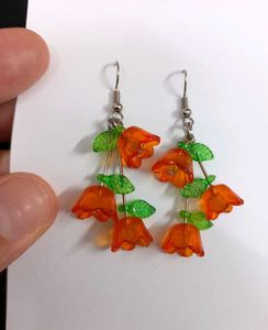 Handmade Lily of the Valley Earrings - Orange