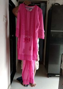 Pink Embroidered Kurta Set
