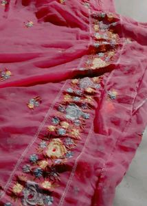 Rose Colour Silk Shalwar Kmeez Duptta