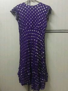 Purple Polka Dot Anarkali Dress for women
