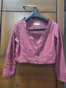 Pink Cropped Cardigan