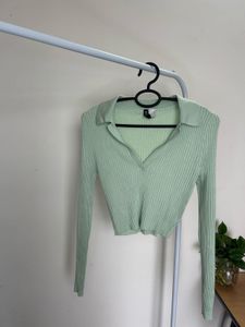H&M Mint Green Ribbed Crop Top