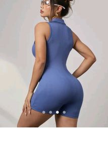 Savana Blue Button-Down Playsuit