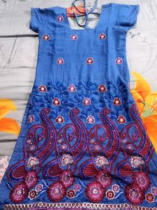 Embroidered Cotton Kurti Set