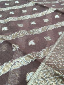 3 Pc Brown Silk Suit Set