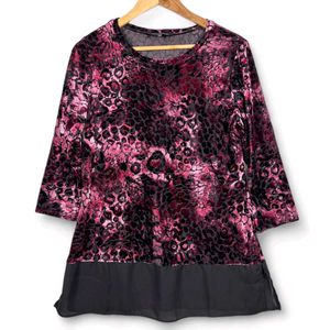 Pink Animal Print Velvet Top