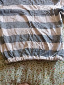 Striped V-neck Korean Long Sleeve Top 🩶