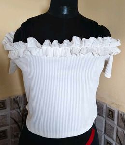Size XL/ XXL 🎁Buy 2 Get 1 Free 🎁White Ruffle Top