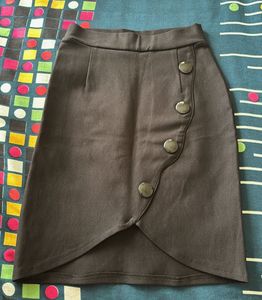 Black Mini Skirt with Button Detail