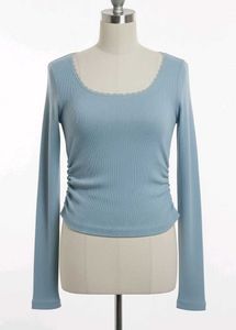 Cute Light Blue Long Sleeve Top