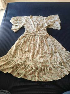 Floral Print Midi Dress completely new sea green c