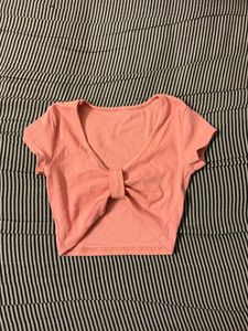 Cute Peach Crop Top with Bow