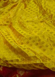 Beautiful Yellow Saree Red Border Silk