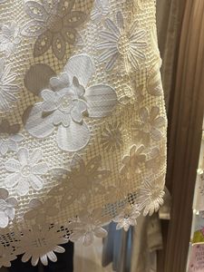 3D Flowers White Lace Skirt