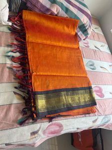 Orange-Blue Silk Saree
