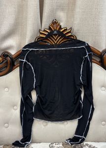 Black Sheer Long Sleeve Top