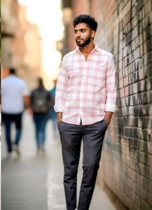 Pink &amp; White Checked Shirt