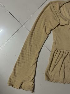 Beige Peplum Top